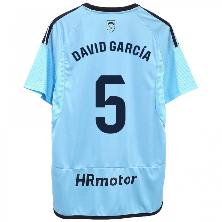 Kinder David García #5 Blau Auswärtstrikot Trikot 2023/24 T-Shirt