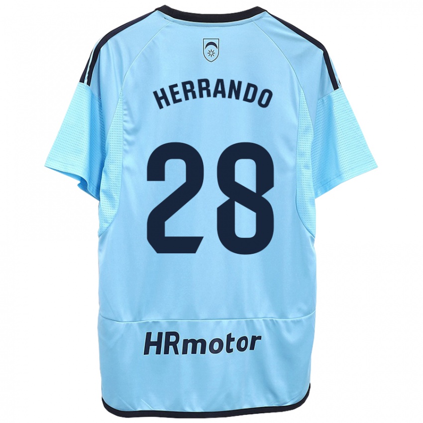 Kinder Jorge Herrando #28 Blau Auswärtstrikot Trikot 2023/24 T-Shirt