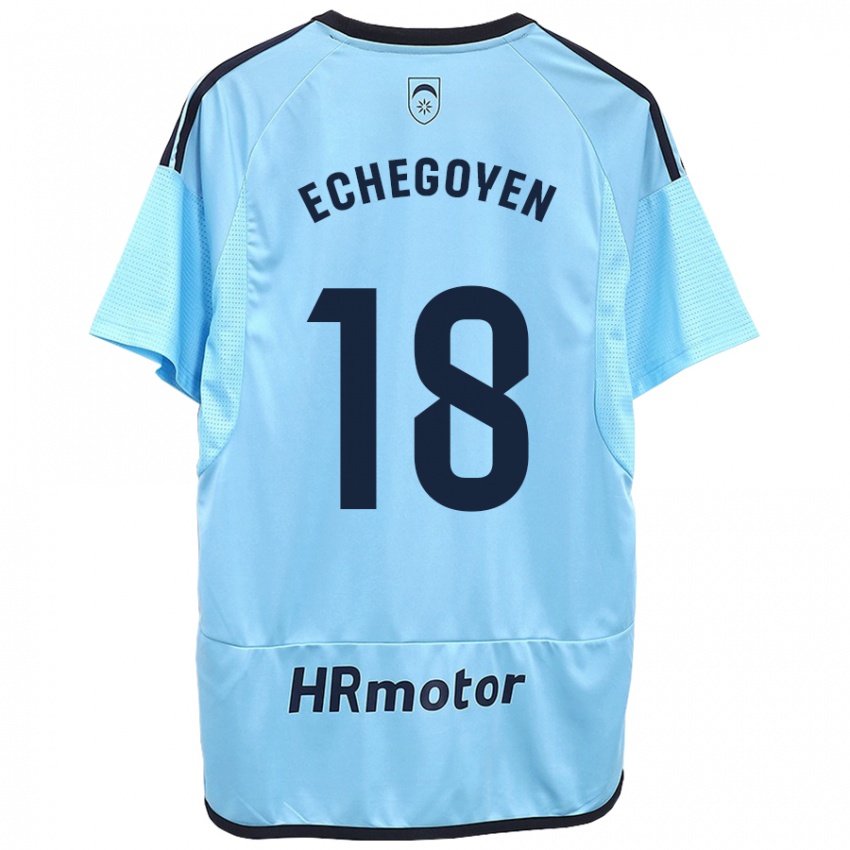 Kinder Mauro Echegoyen #18 Blau Auswärtstrikot Trikot 2023/24 T-Shirt