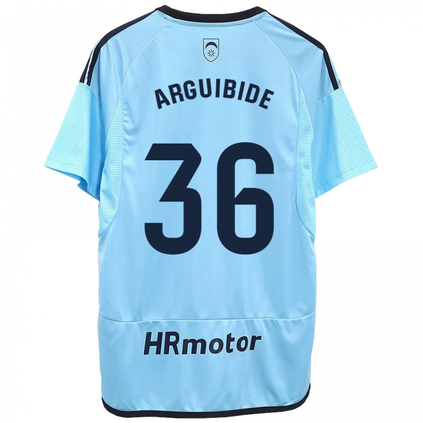 Kinder Iñigo Arguibide #36 Blau Auswärtstrikot Trikot 2023/24 T-Shirt