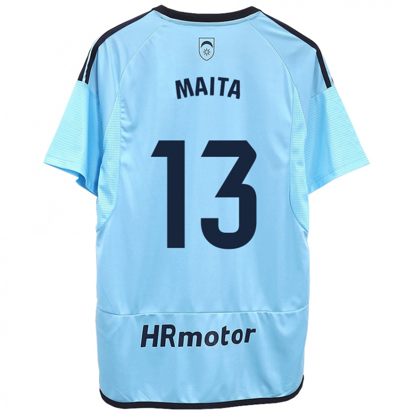 Kinder Maitane Zalba Irañeta #13 Blau Auswärtstrikot Trikot 2023/24 T-Shirt