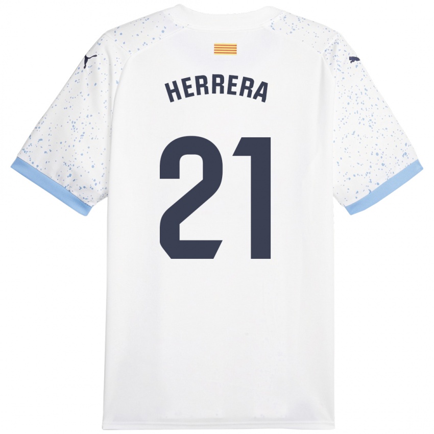 Kinder Yangel Herrera #21 Weiß Auswärtstrikot Trikot 2023/24 T-Shirt