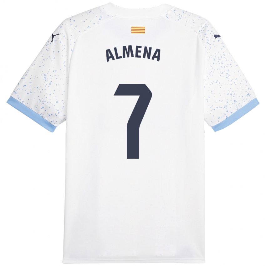 Kinder Iker Almena #7 Weiß Auswärtstrikot Trikot 2023/24 T-Shirt