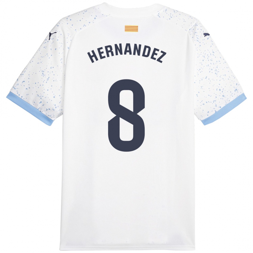 Kinder Sofia Hernández #8 Weiß Auswärtstrikot Trikot 2023/24 T-Shirt