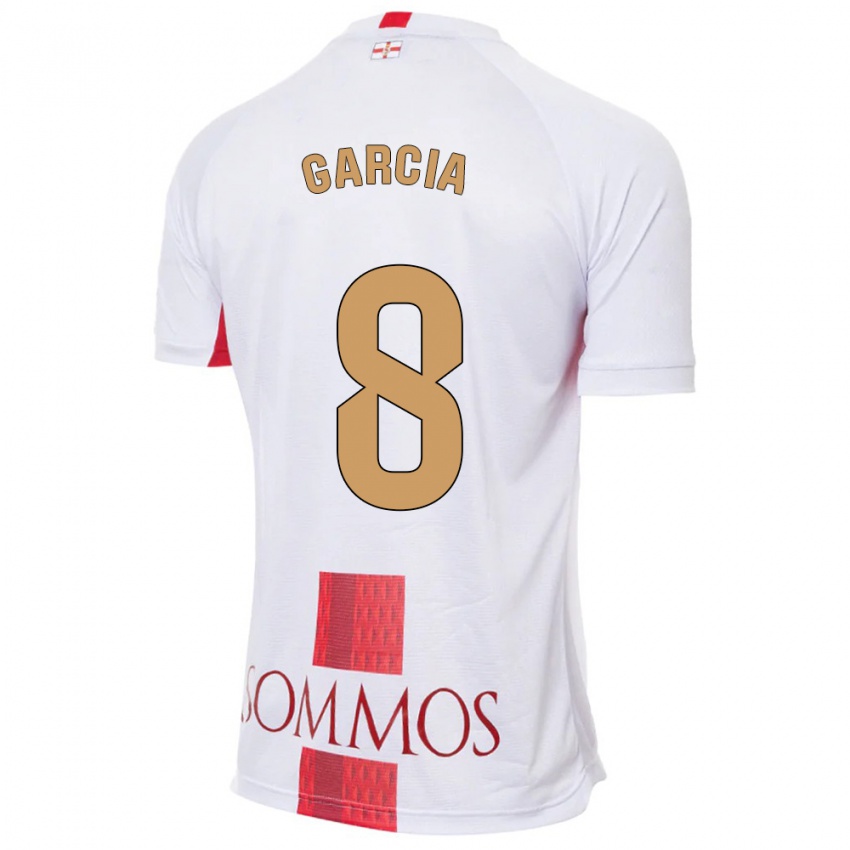 Kinder David García #8 Weiß Auswärtstrikot Trikot 2023/24 T-Shirt