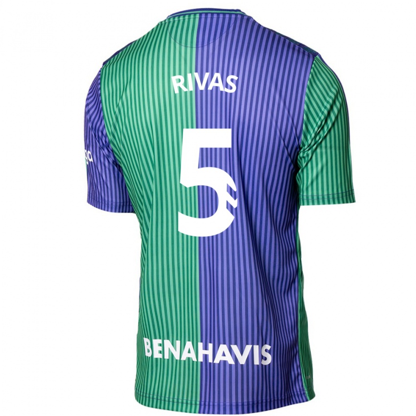 Kinder Juande Rivas #5 Grün Blau Auswärtstrikot Trikot 2023/24 T-Shirt