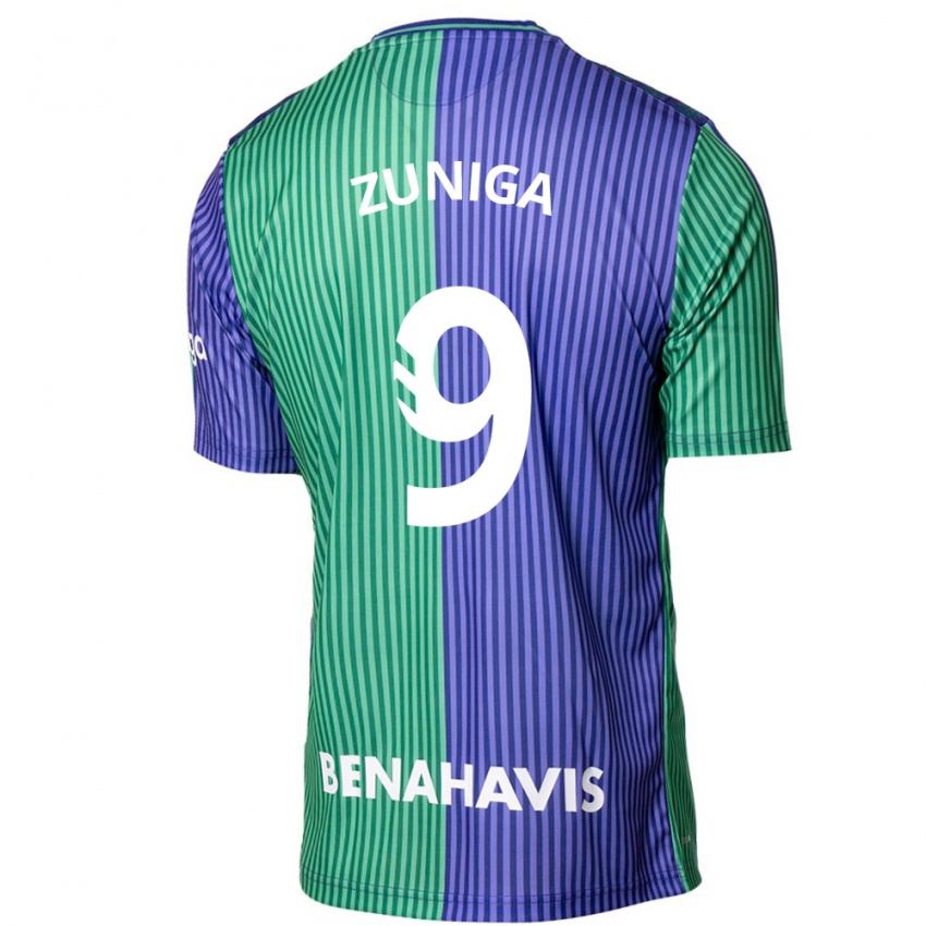 Kinder Loren Zúñiga #9 Grün Blau Auswärtstrikot Trikot 2023/24 T-Shirt