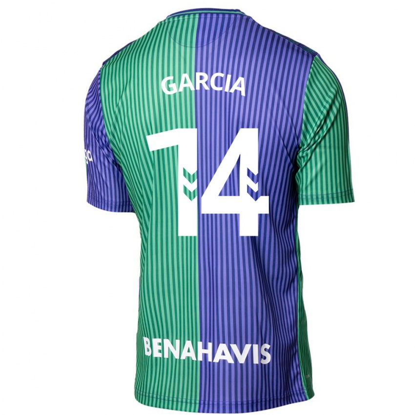 Kinder Víctor García #14 Grün Blau Auswärtstrikot Trikot 2023/24 T-Shirt