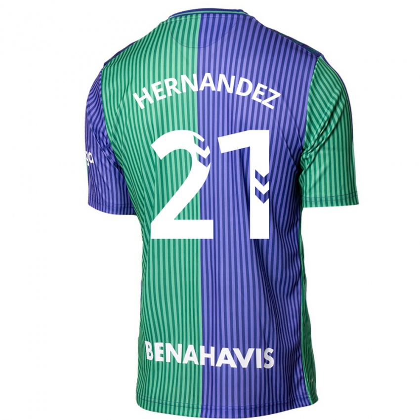 Kinder Juan Hernández #21 Grün Blau Auswärtstrikot Trikot 2023/24 T-Shirt