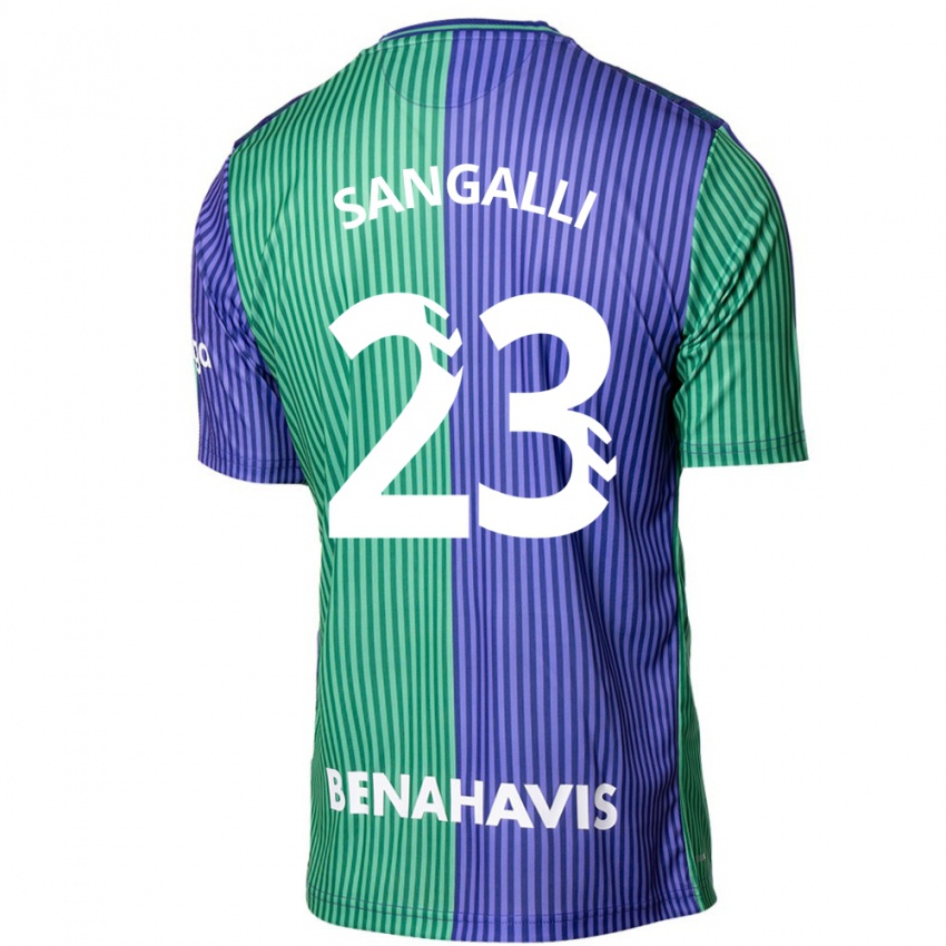 Kinder Luca Sangalli #23 Grün Blau Auswärtstrikot Trikot 2023/24 T-Shirt