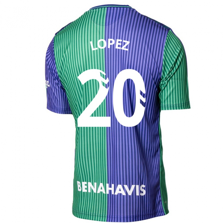 Kinder Adri López #20 Grün Blau Auswärtstrikot Trikot 2023/24 T-Shirt