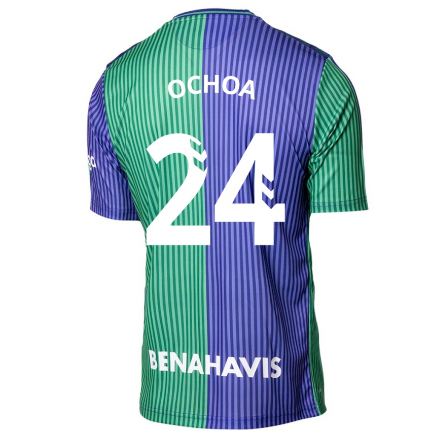 Kinder Aarón Ochoa #24 Grün Blau Auswärtstrikot Trikot 2023/24 T-Shirt