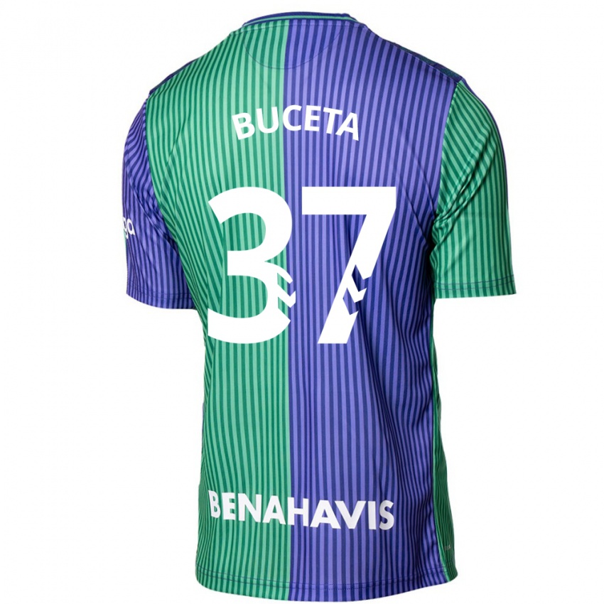 Kinder Ana Buceta #37 Grün Blau Auswärtstrikot Trikot 2023/24 T-Shirt