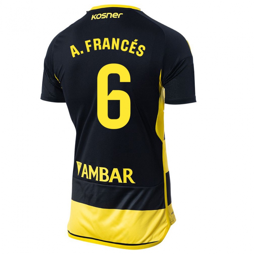 Kinder Alejandro Francés #6 Schwarz Gelb Auswärtstrikot Trikot 2023/24 T-Shirt