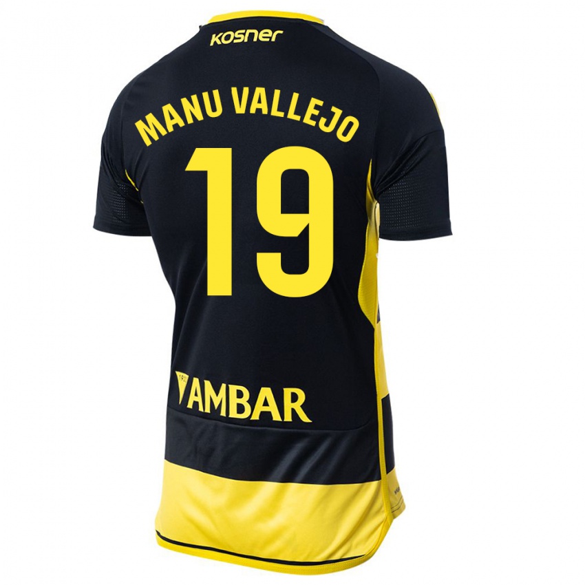 Kinder Manu Vallejo #19 Schwarz Gelb Auswärtstrikot Trikot 2023/24 T-Shirt