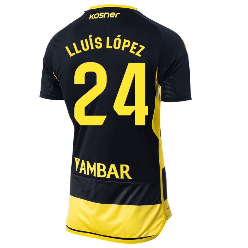Kinder Lluís López #24 Schwarz Gelb Auswärtstrikot Trikot 2023/24 T-Shirt