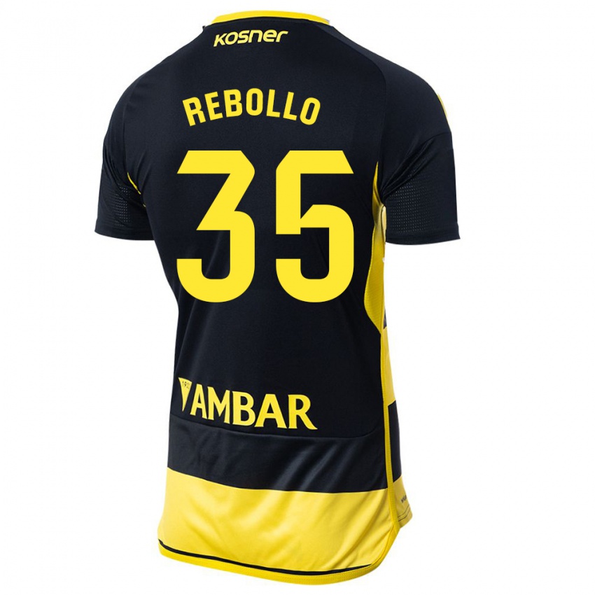 Kinder Dani Rebollo #35 Schwarz Gelb Auswärtstrikot Trikot 2023/24 T-Shirt