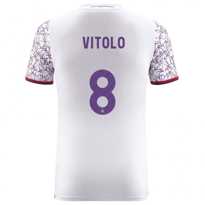 Kinder Federico Vitolo #8 Weiß Auswärtstrikot Trikot 2023/24 T-Shirt