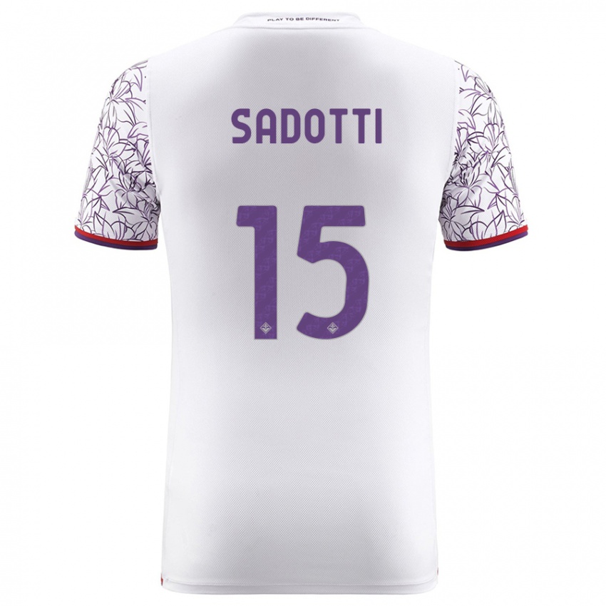 Kinder Edoardo Sadotti #15 Weiß Auswärtstrikot Trikot 2023/24 T-Shirt
