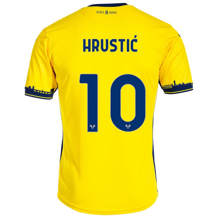 Kinder Ajdin Hrustić #10 Gelb Auswärtstrikot Trikot 2023/24 T-Shirt