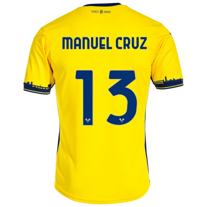 Kinder Juan Manuel Cruz #13 Gelb Auswärtstrikot Trikot 2023/24 T-Shirt