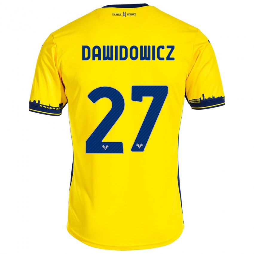 Kinder Pawel Dawidowicz #27 Gelb Auswärtstrikot Trikot 2023/24 T-Shirt