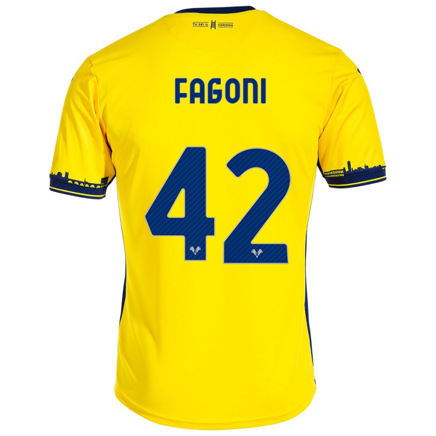 Kinder Marco Fagoni #42 Gelb Auswärtstrikot Trikot 2023/24 T-Shirt