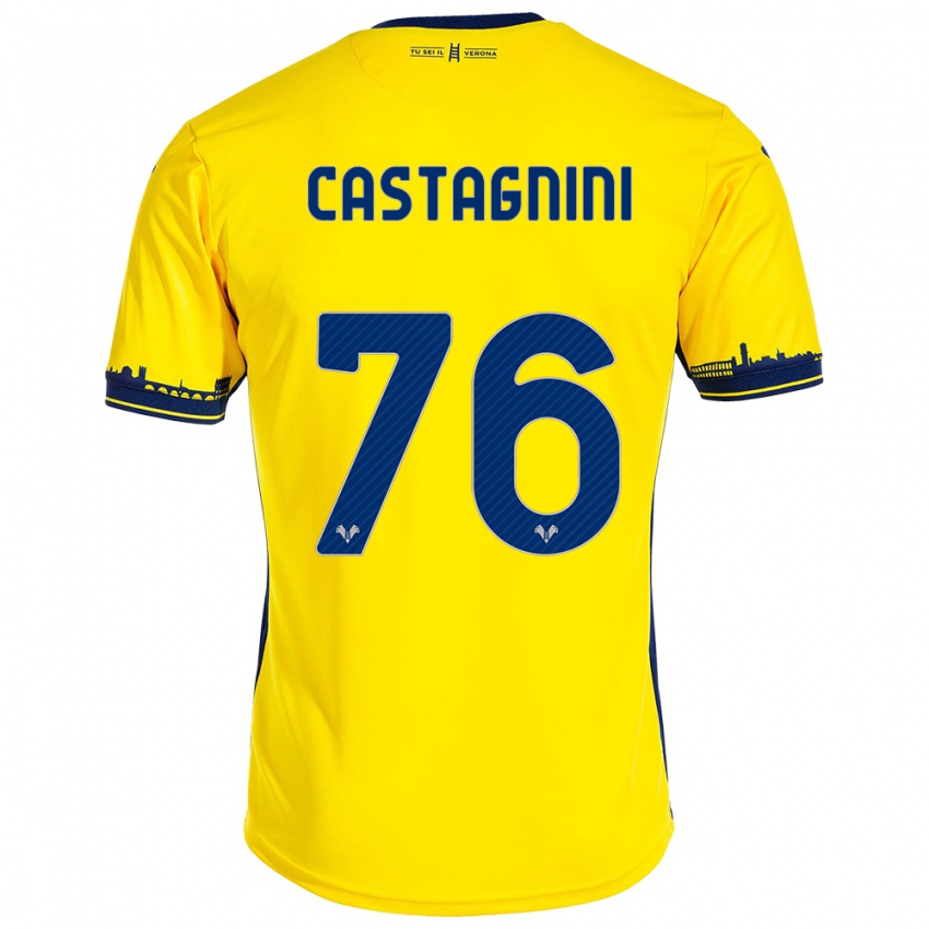 Kinder Mirko Castagnini #76 Gelb Auswärtstrikot Trikot 2023/24 T-Shirt