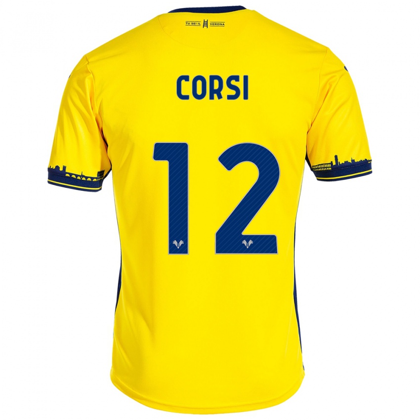 Kinder Sara Corsi #12 Gelb Auswärtstrikot Trikot 2023/24 T-Shirt