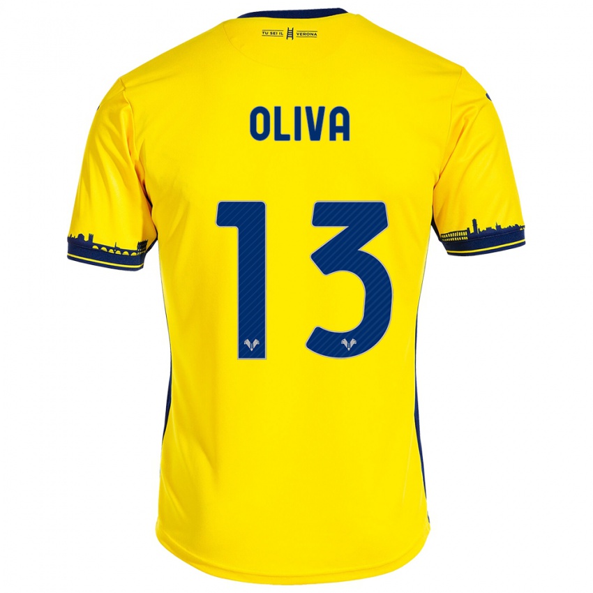 Kinder Eleonora Oliva #13 Gelb Auswärtstrikot Trikot 2023/24 T-Shirt