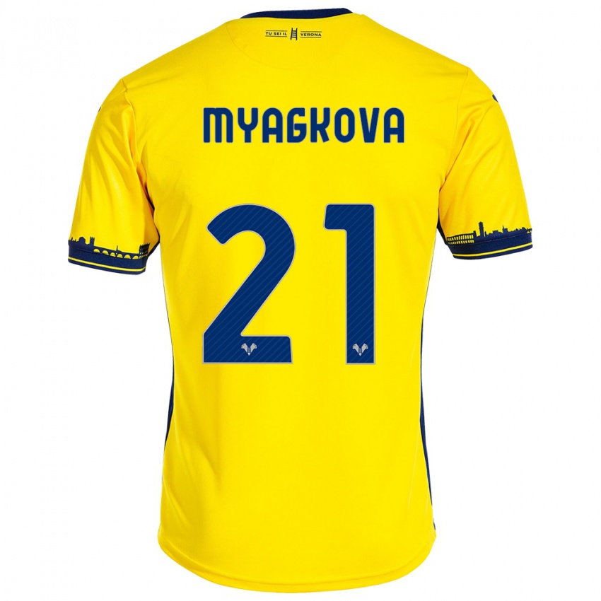 Kinder Alina Myagkova #21 Gelb Auswärtstrikot Trikot 2023/24 T-Shirt