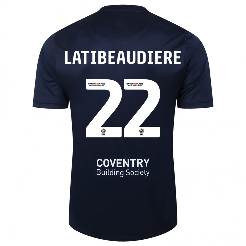 Kinder Joel Latibeaudiere #22 Rote Marine Auswärtstrikot Trikot 2023/24 T-Shirt