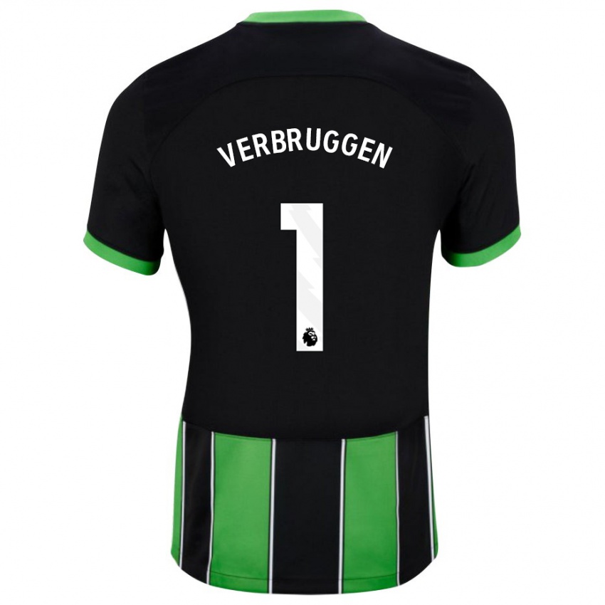 Kinder Bart Verbruggen #1 Schwarz Grün Auswärtstrikot Trikot 2023/24 T-Shirt