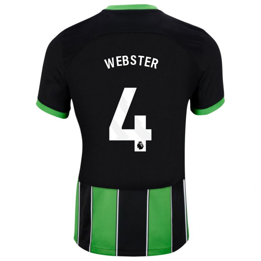 Kinder Adam Webster #4 Schwarz Grün Auswärtstrikot Trikot 2023/24 T-Shirt