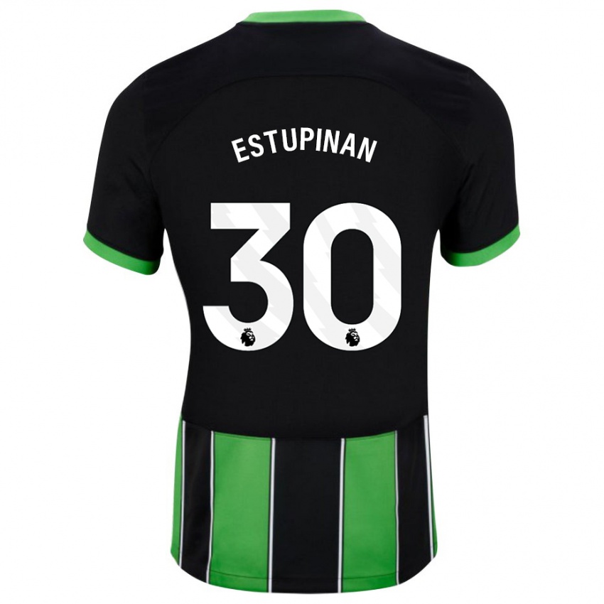 Kinder Pervis Estupiñán #30 Schwarz Grün Auswärtstrikot Trikot 2023/24 T-Shirt