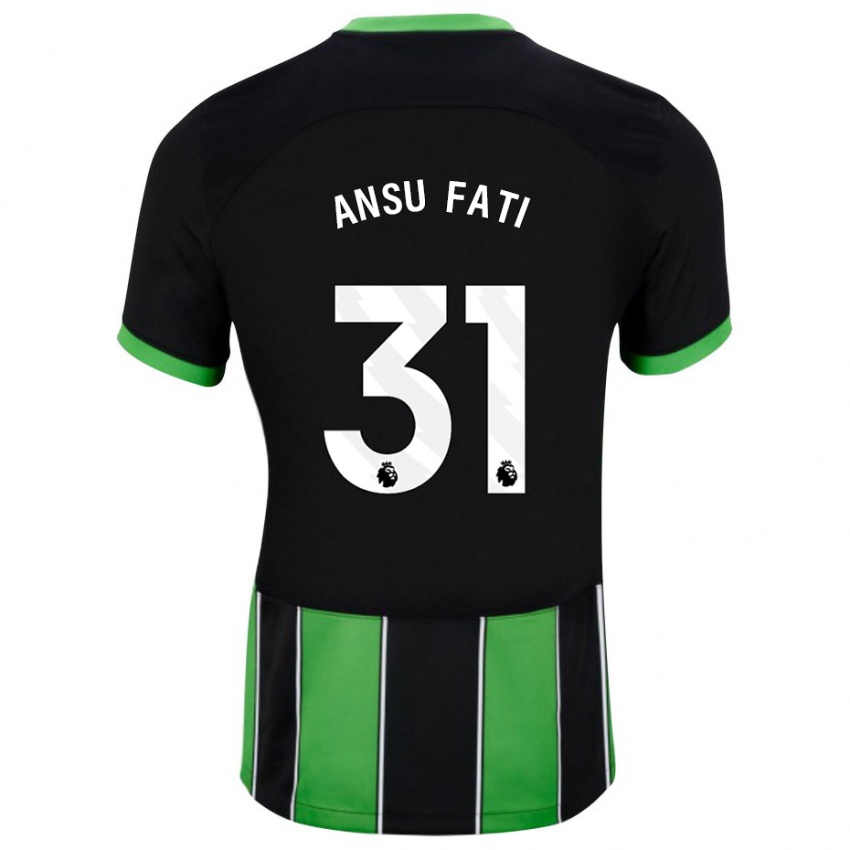 Kinder Ansu Fati #31 Schwarz Grün Auswärtstrikot Trikot 2023/24 T-Shirt