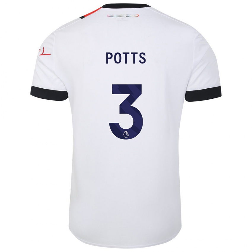 Kinder Dan Potts #3 Weiß Auswärtstrikot Trikot 2023/24 T-Shirt