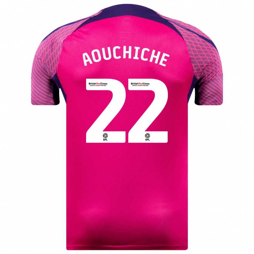 Kinder Adil Aouchiche #22 Lila Auswärtstrikot Trikot 2023/24 T-Shirt