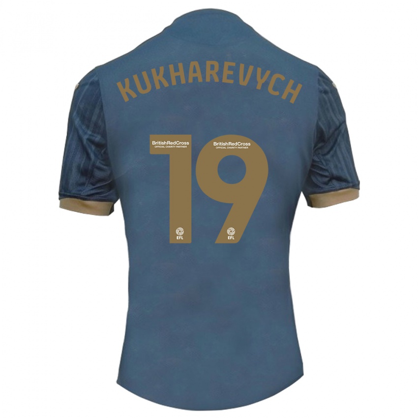 Kinder Mykola Kukharevych #19 Dunkles Blaugrün Auswärtstrikot Trikot 2023/24 T-Shirt