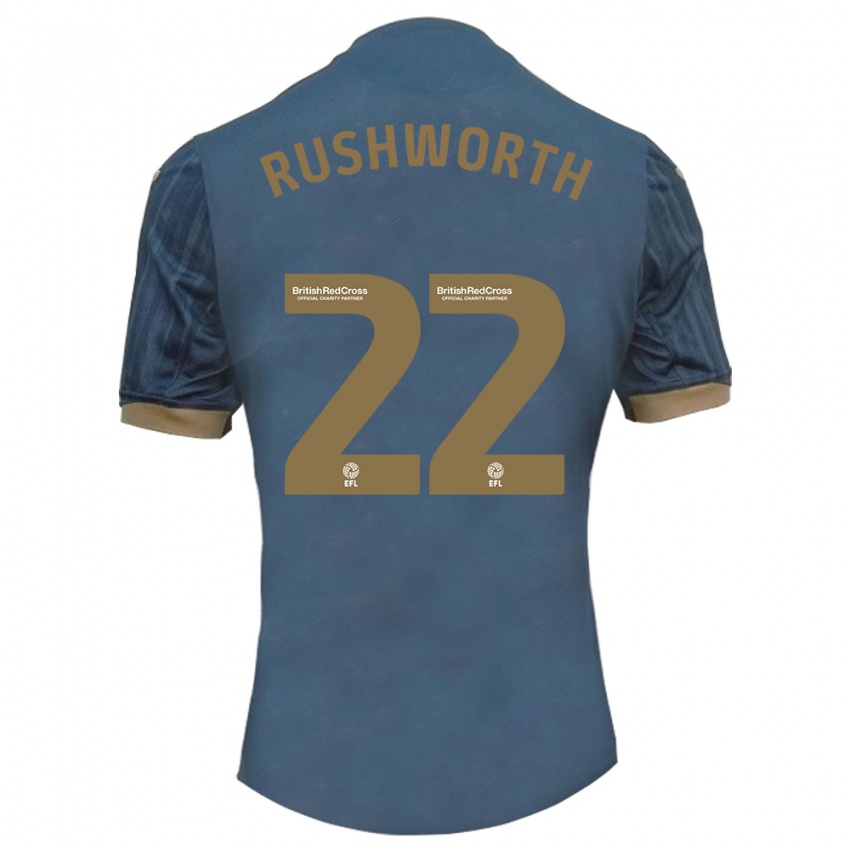 Kinder Carl Rushworth #22 Dunkles Blaugrün Auswärtstrikot Trikot 2023/24 T-Shirt