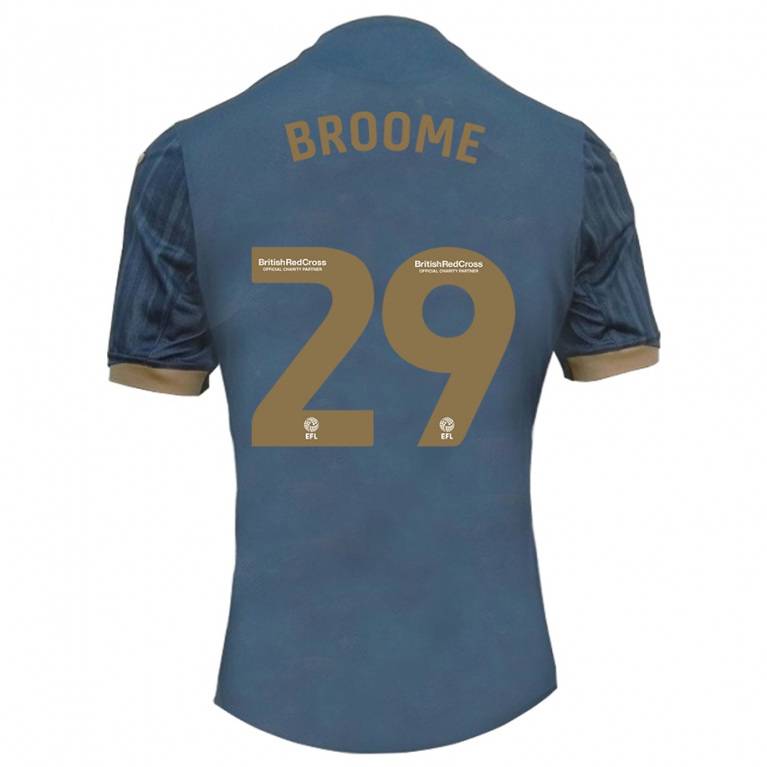 Kinder Nathan Broome #29 Dunkles Blaugrün Auswärtstrikot Trikot 2023/24 T-Shirt