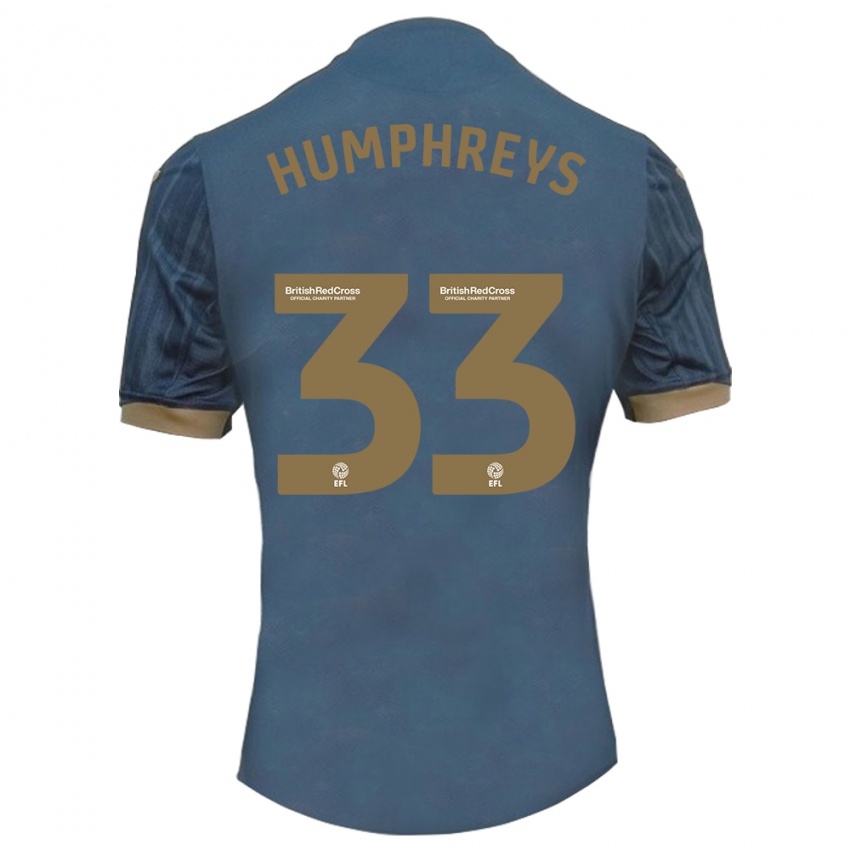 Kinder Bashir Humphreys #33 Dunkles Blaugrün Auswärtstrikot Trikot 2023/24 T-Shirt