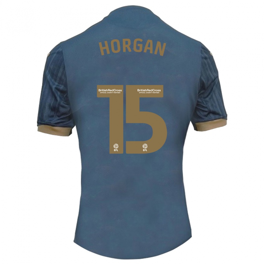 Kinder Gwenan Horgan #15 Dunkles Blaugrün Auswärtstrikot Trikot 2023/24 T-Shirt