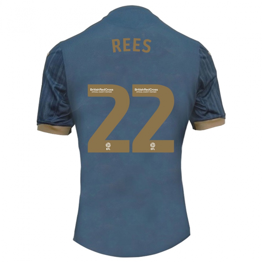 Kinder Nia Rees #22 Dunkles Blaugrün Auswärtstrikot Trikot 2023/24 T-Shirt