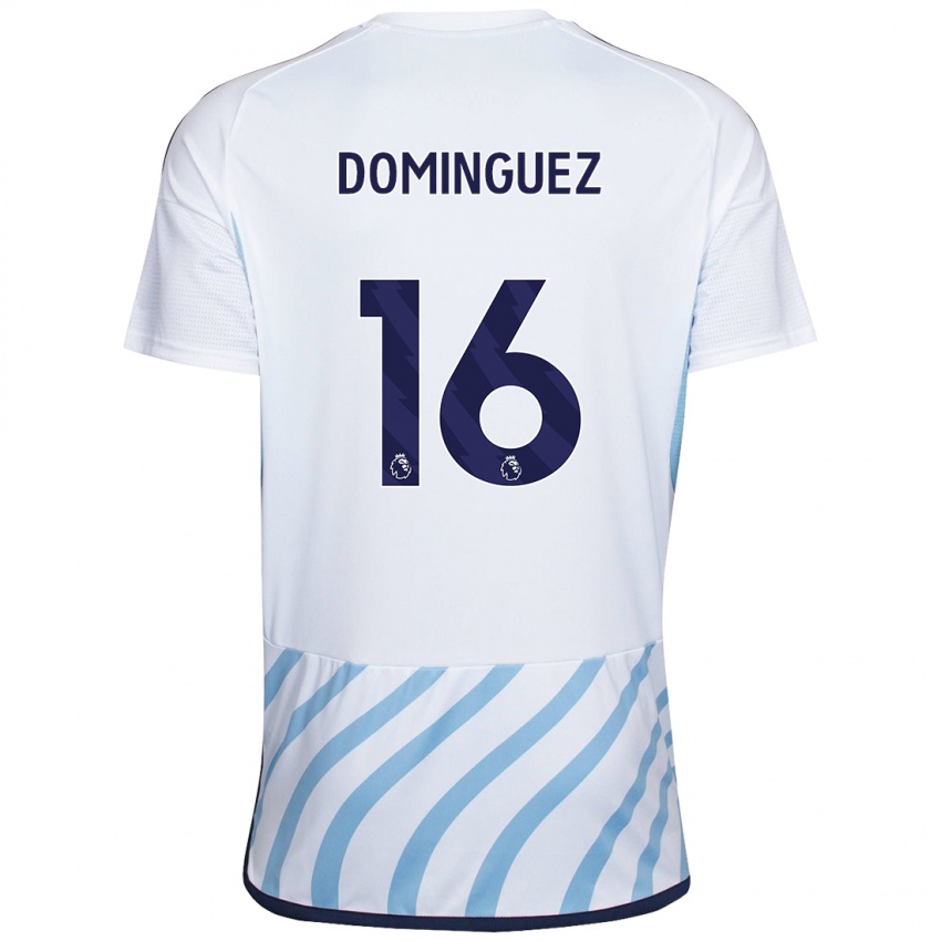 Kinder Nicolás Domínguez #16 Weiß Blau Auswärtstrikot Trikot 2023/24 T-Shirt