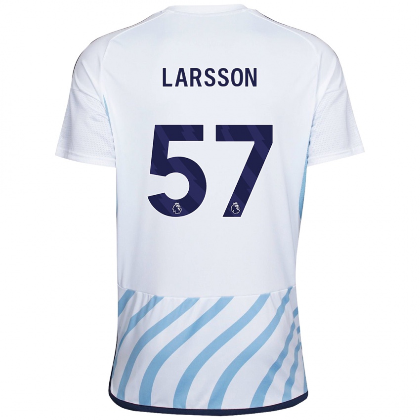 Kinder Julian Larsson #57 Weiß Blau Auswärtstrikot Trikot 2023/24 T-Shirt