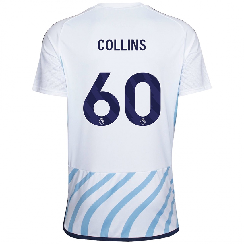 Kinder Sam Collins #60 Weiß Blau Auswärtstrikot Trikot 2023/24 T-Shirt