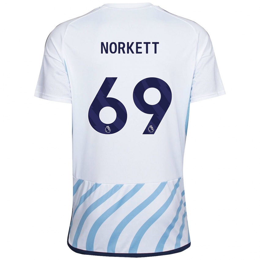 Kinder Manni Norkett #69 Weiß Blau Auswärtstrikot Trikot 2023/24 T-Shirt