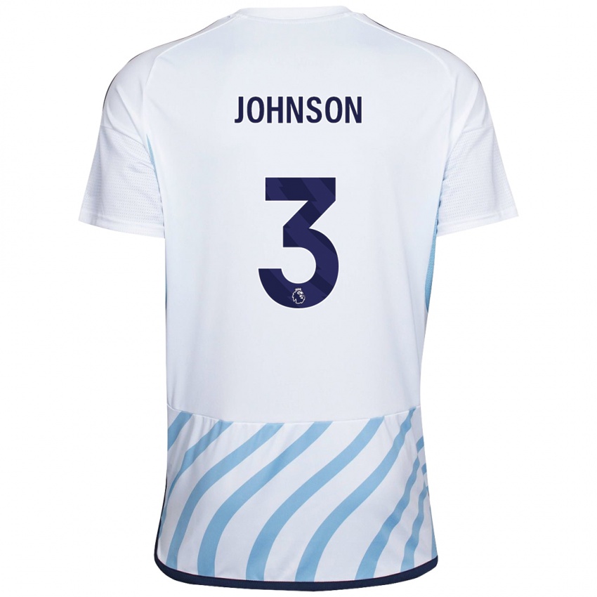 Kinder Nat Johnson #3 Weiß Blau Auswärtstrikot Trikot 2023/24 T-Shirt