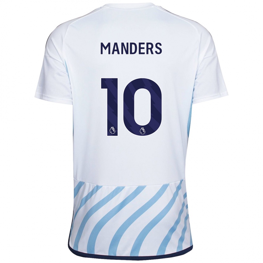 Kinder Holly Manders #10 Weiß Blau Auswärtstrikot Trikot 2023/24 T-Shirt